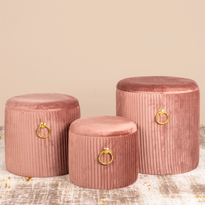 Elegance Essence Storage Ottoman - Set of 3 (Pink)