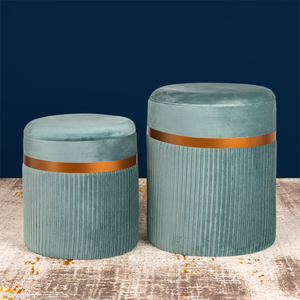 Luxe Lounge Storage Ottoman - Set of 2 (Greenish-Blue)