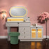 Twilight Treasure Dressing Table & Vanity Set With Mirror & Poof Chair (N)