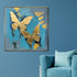 Golden Butterfly Serenity 100% Hand Painted Wall Painting(With outer Floater Frame)