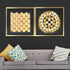 Golden Orbit & Lustrous Grid Shadow Box Wall Decoration Piece - Set of 2