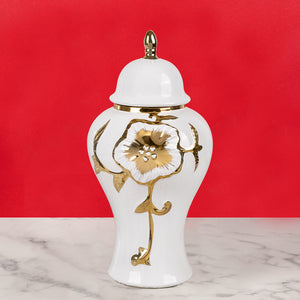 Verdant Gold Harmony Decorative Ceramic Vase And Showpiece - Medium