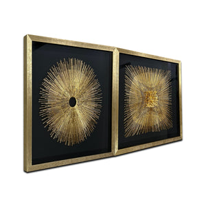 Golden Nova & Sun flare Elegance Shadow Box Wall Decoration Piece - Set of 2