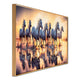 Seven White Running Horses at Sunrise Crystal Glass Painting