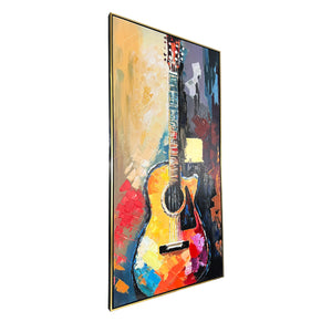 Rhythmic Hues 100% Hand Painted Wall Painting (With outer Floater Frame)