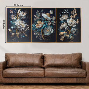 Heavenly Flora Crystal Glass Painting - Set of 3