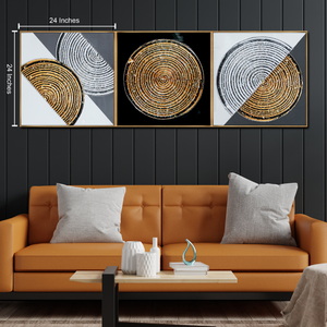 Harmony Wheel Crystal Glass Painting - Set Of 3