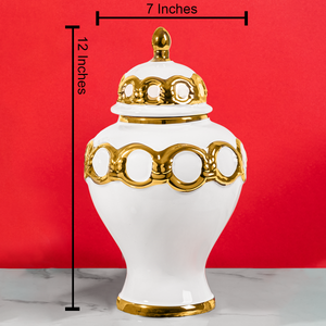 Gilded Blossom Ceramic Vase - Medium