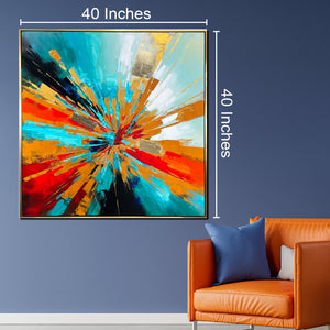 Color Explosion 100% Hand Painted Wall Painting(With outer Floater Frame)