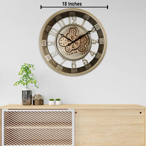 Epoch Elegance Luxury Designer Wall Clock With Moving Gear Mechanism (Steel Body)