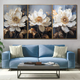 Tranquil Floral Tapestry Crystal Glass Painting - Set Of 3