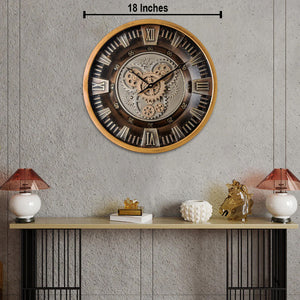 Svelte Seconds Luxury Wall Clock With Moving Gear Mechanism (Steel Body)