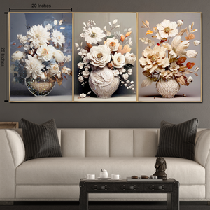 Garden Reverie Crystal Glass Painting - Set Of 3