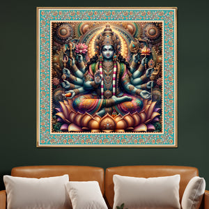 Radiance of Wealth The Goddess Laxmi Painting on Lotus for Home