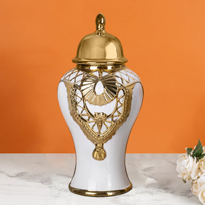 Golden Garland Decorative Ceramic Vase And Showpiece - Big