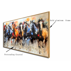 Seven Horses Radiant Run Crystal Glass Painting