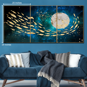 Galactic Swim Abstract Canvas Print - Set of 3