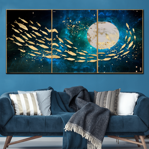 Galactic Swim Abstract Canvas Print - Set of 3