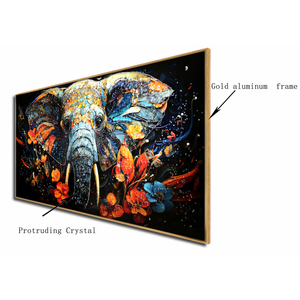 Elephant Symphony Crystal Glass Painting