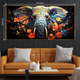 Elephant Symphony Crystal Glass Painting