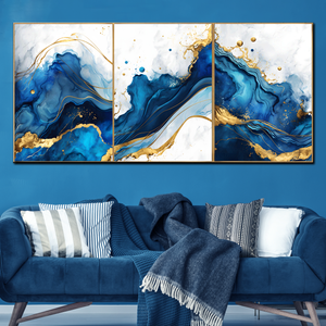 Ethereal Waves  Abstract Canvas Print - Set of 3