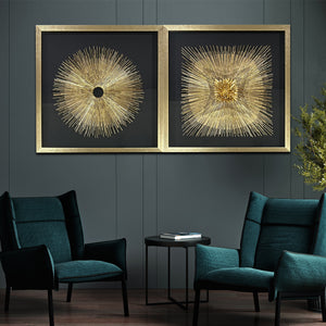 Golden Nova & Sun flare Elegance Shadow Box Wall Decoration Piece - Set of 2