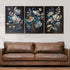 Heavenly Flora Crystal Glass Wall Paintings For Home - Set of 3