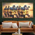 Seven White Running Horses at Sunset Canvas Print