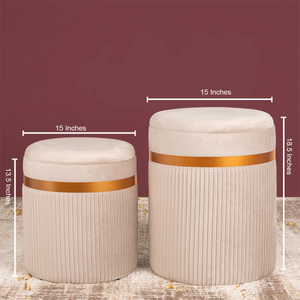 Luxe Lounge Storage Ottoman - Set of 2 (Light cream)