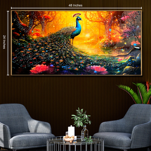 Opulent Peacock Symphony Crystal Glass Painting