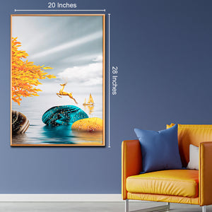 The Golden Glory Framed Canvas Wall Painting (R)