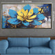 Golden Lotus Bloom 100% Hand Painted Wall Painting(With outer Floater Frame)