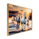 Sunrise Serenade of Seven White Running Horses Crystal Glass Painting