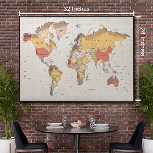 Traveler's Dream World Map Shadow box