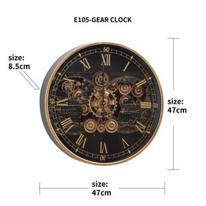 Chrono Luxe Luxury Designer Wall Clock With Moving Gear Mechanism (Steel Body) - Small