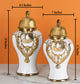 Golden Garland Decorative Ceramic Vase And Showpiece - Pair