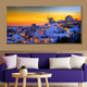 Starry Santorini Nights Crystal Glass Painting