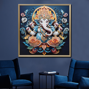 Ganesh ji Bliss Crystal Glass Painting for Wall Decoration