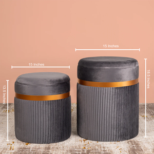 Luxe Lounge Storage Ottoman - Set of 2 (Grey)