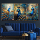 Enchanting Peacock Haven Canvas Print - Set Of 3