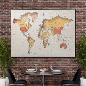 Traveler's Dream World Map Shadow box