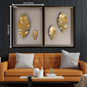 Golden Plume Delight Decoration Shadow Box - Pair