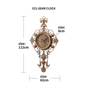 Grand Florentine Luxury Designer Wall Clock With Moving Gear Mechanism (Steel Body)