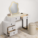 Prismatic Drift Dressing Table & Vanity Set With Mirror & Poof Chair