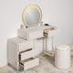 Pure Precision Dressing Table & Vanity Set With Mirror & Poof Chair (White)