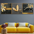 Golden Horizon Tranquility Crystal Glass painting - Set Of 3