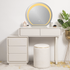 Pure Precision Dressing Table & Vanity Set With Mirror & Poof Chair (White)