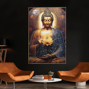 Tranquil Buddha's Blessing Crystal Glass Painting