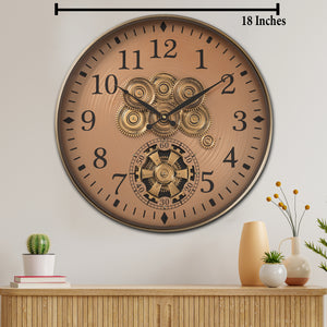 Twilight Tick Luxury Designer Wall Clock With Moving Gear Mechanism (Steel Body)