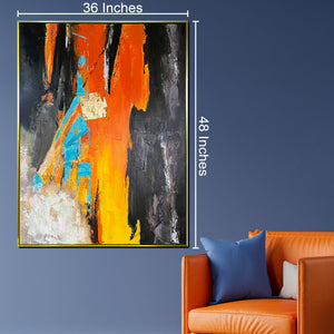 Abstract Inferno 100% Hand Painted Wall Painting(With outer Floater Frame)